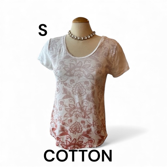 LOFT Tee Shirt Size Small Floral Paisley Pattern Graduated Colours Lovely - Picture 2 of 15